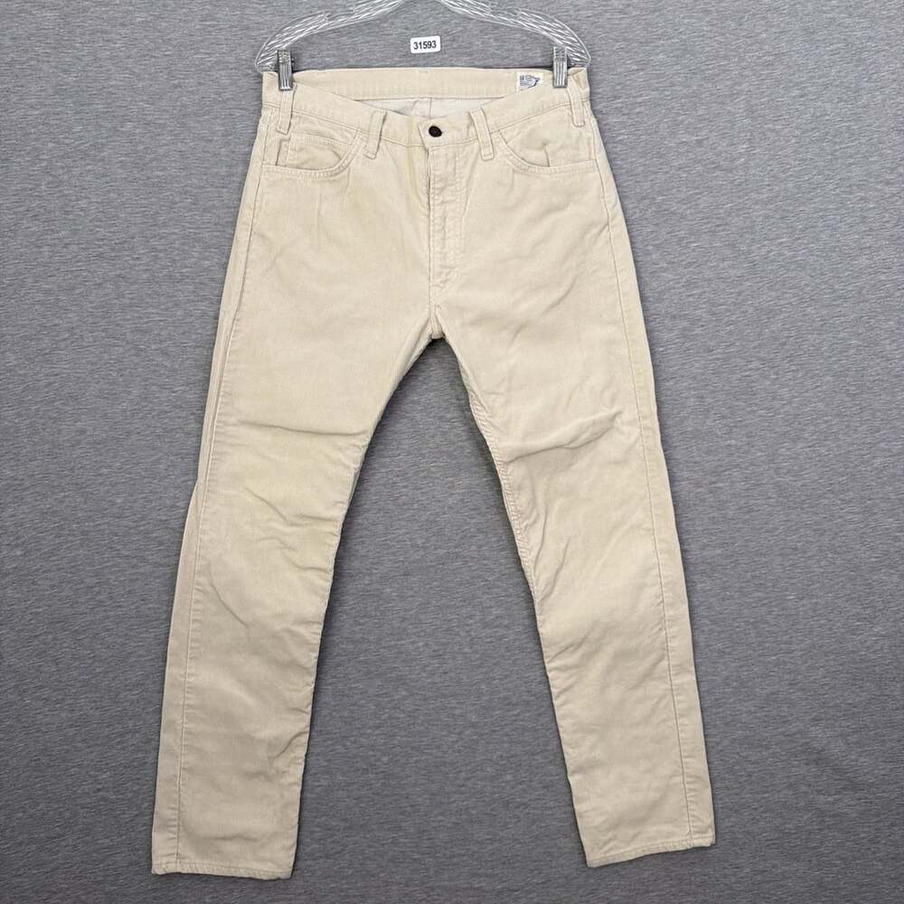 orSlow Mens Size Medium Beige Corduroy Straight Leg Pants 3 Made in Japan